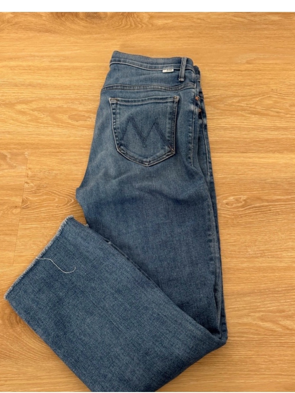 MOTHER Dark Blue Insider Crop Step Straight-Leg Jeans